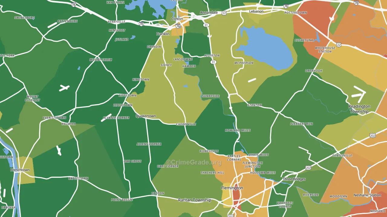 Hunterdon County, NJ Map of Drug-Related Crime Rates