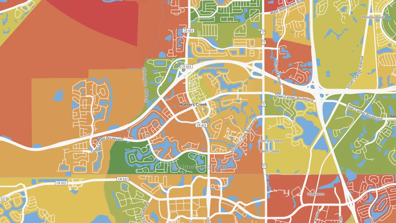 Hunters Creek, FL Map of Drug-Related Crime Rates