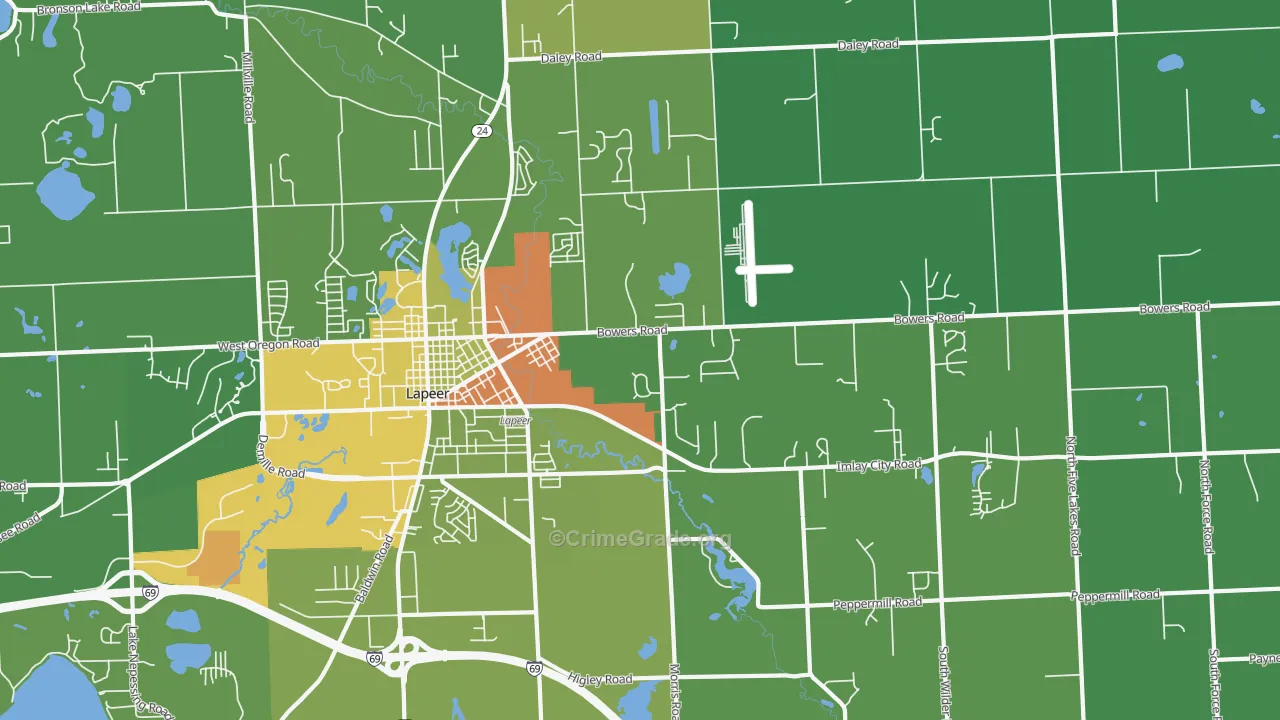 Hunters Creek, MI Map of Drug-Related Crime Rates