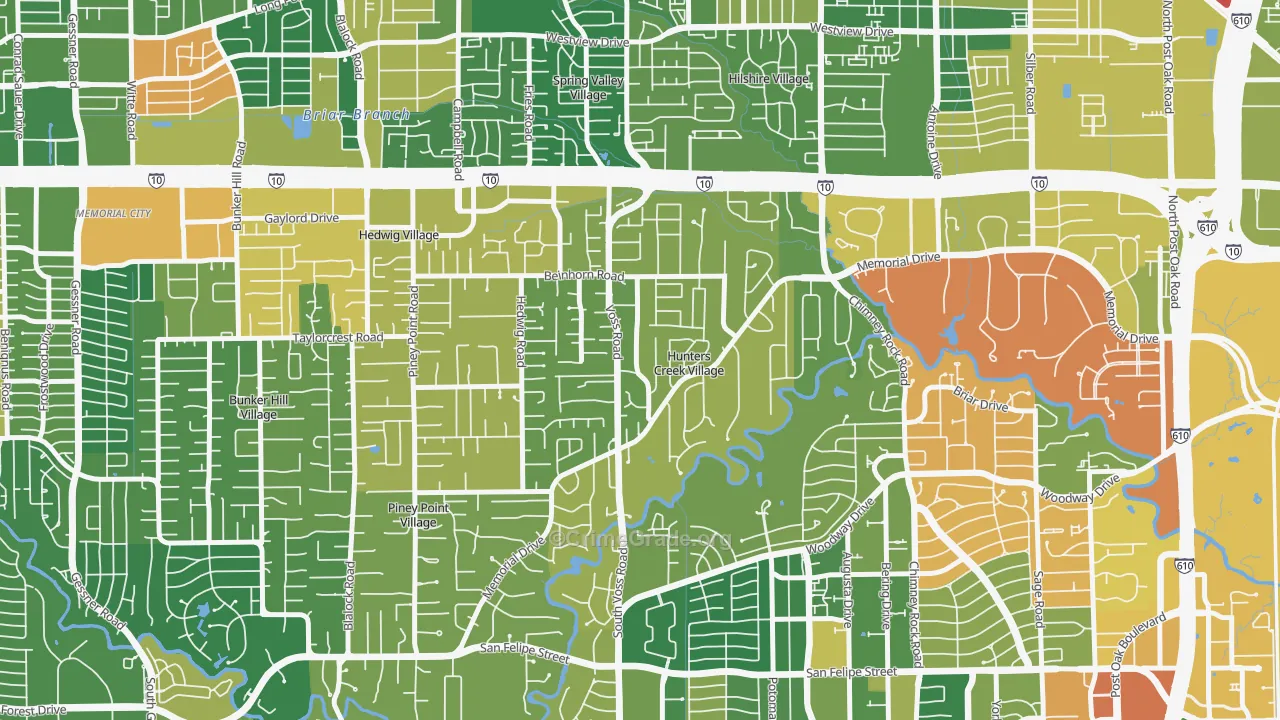 Hunters Creek Village, TX Map of Drug-Related Crime Rates