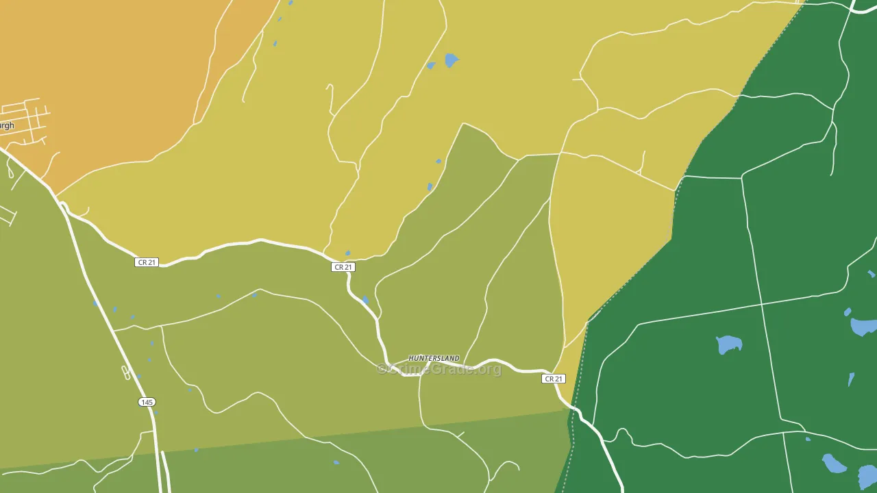 Huntersland, NY Map of Drug-Related Crime Rates