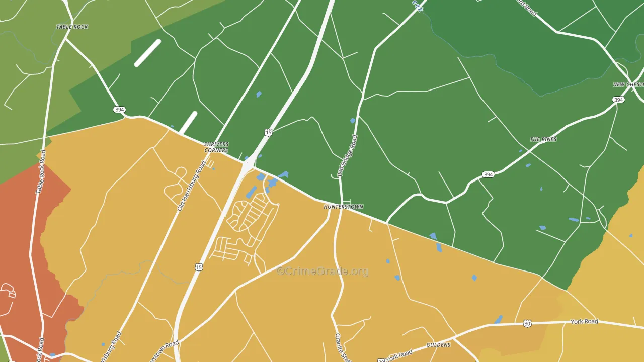 Hunterstown, PA Map of Drug-Related Crime Rates