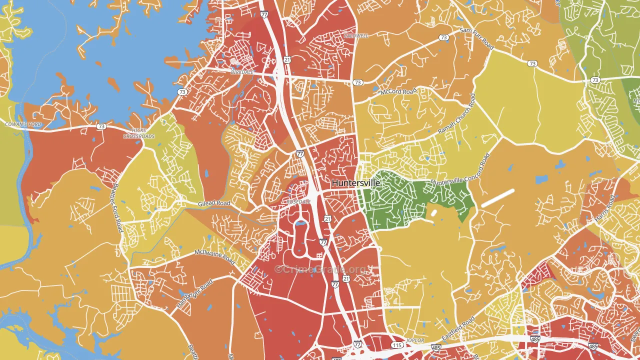 Huntersville, NC Map of Drug-Related Crime Rates