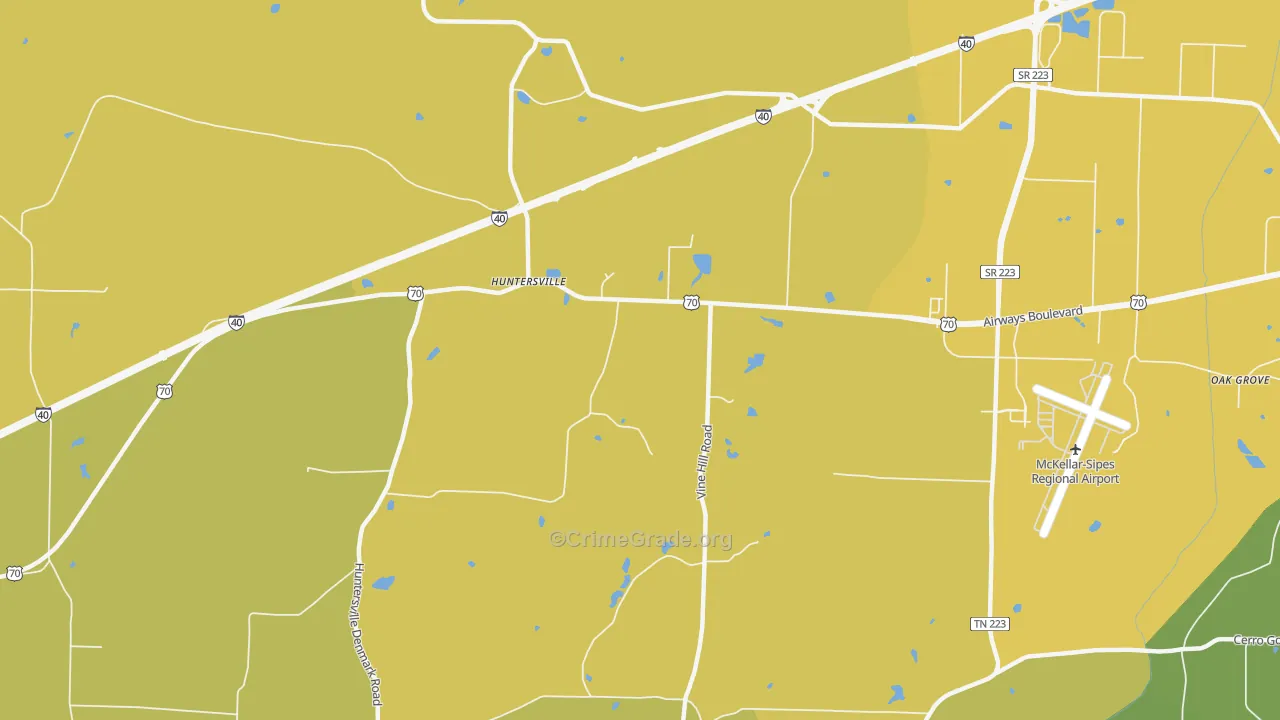 Huntersville, TN Map of Drug-Related Crime Rates