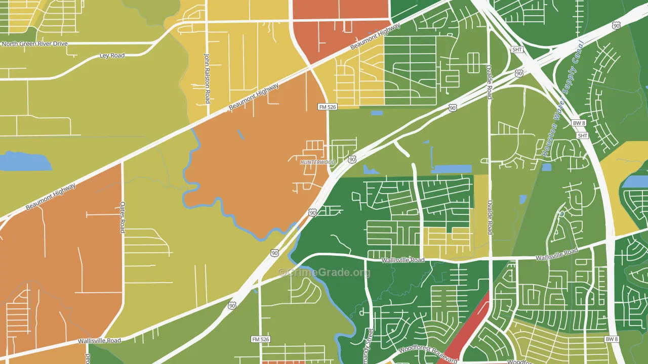Hunterwood, Houston, TX Map of Drug-Related Crime Rates