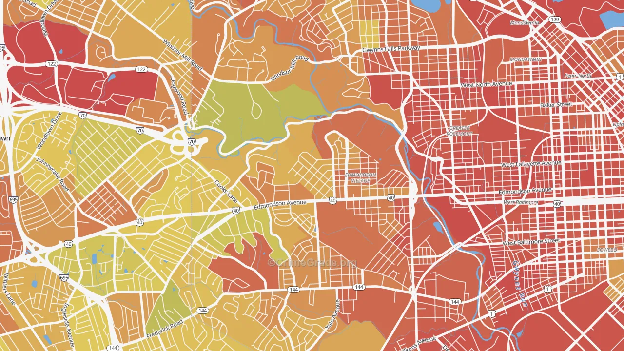 Hunting Ridge, Baltimore, MD Map of Drug-Related Crime Rates