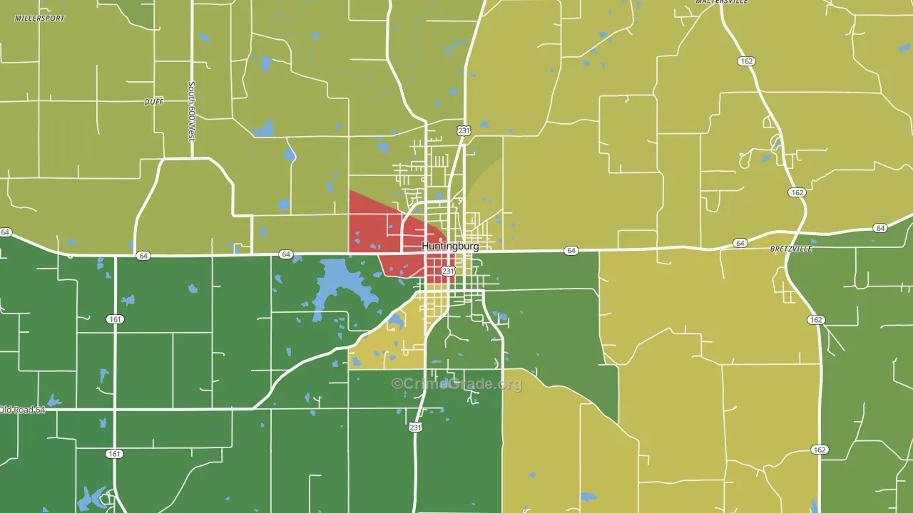 Huntingburg, IN Map of Drug-Related Crime Rates