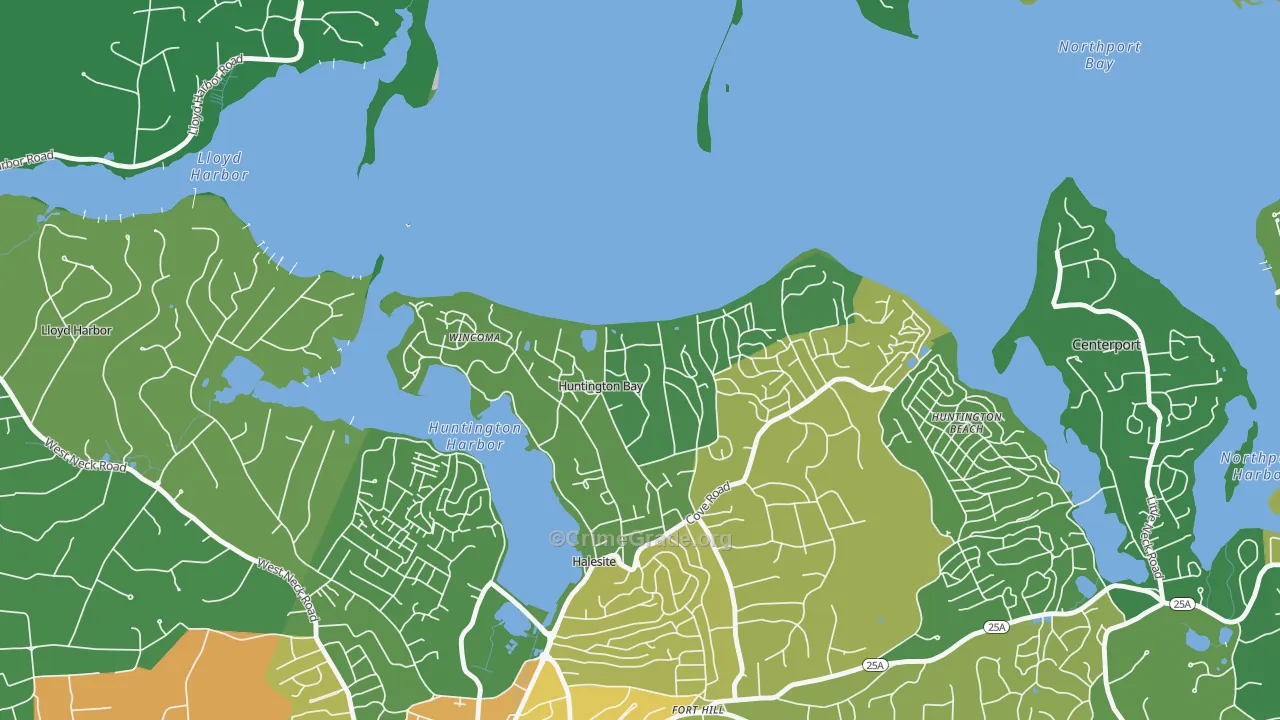 Huntington Bay, NY Map of Drug-Related Crime Rates