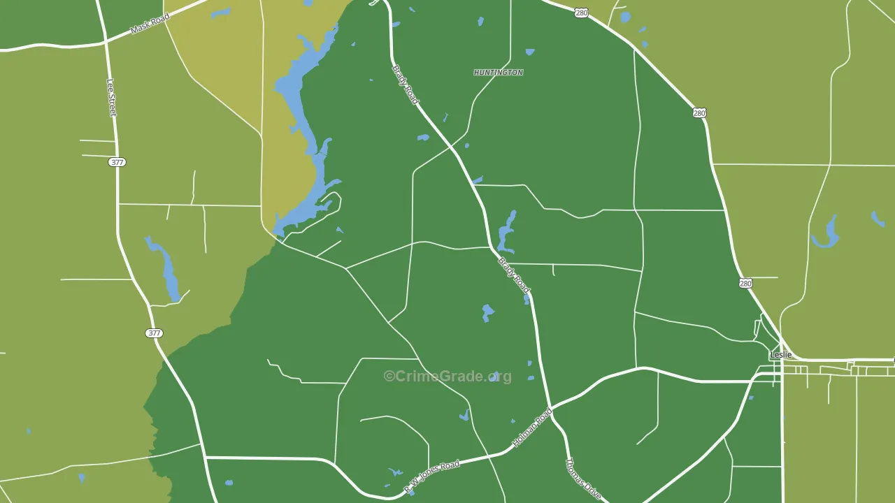 Huntington, GA Map of Drug-Related Crime Rates