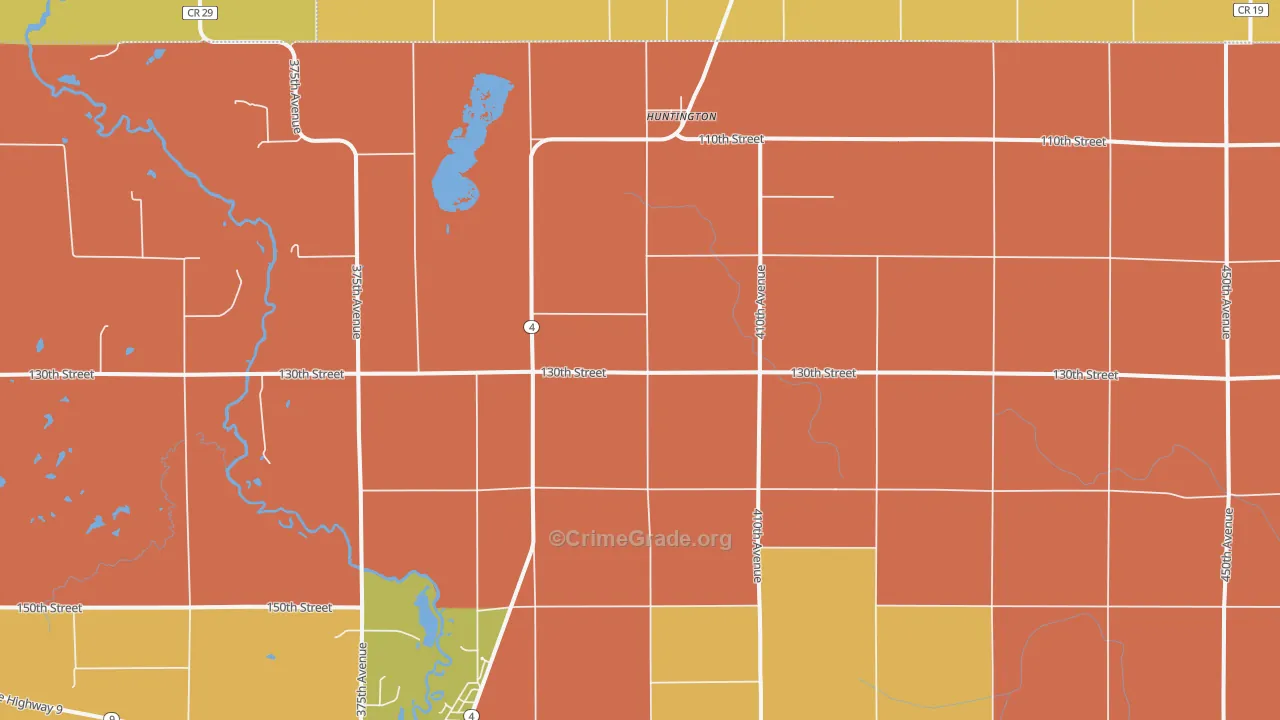 Huntington, IA Map of Drug-Related Crime Rates