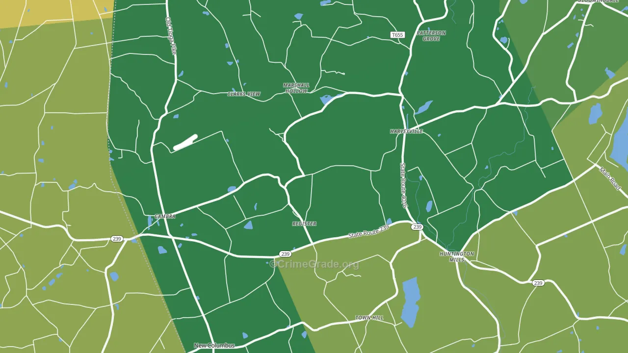 Huntington Mills, PA Map of Drug-Related Crime Rates