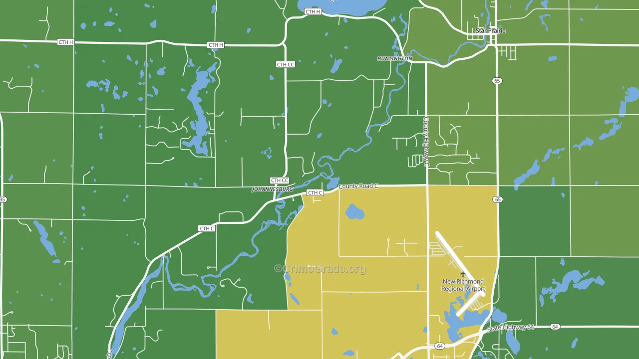 Huntington, WI Map of Drug-Related Crime Rates
