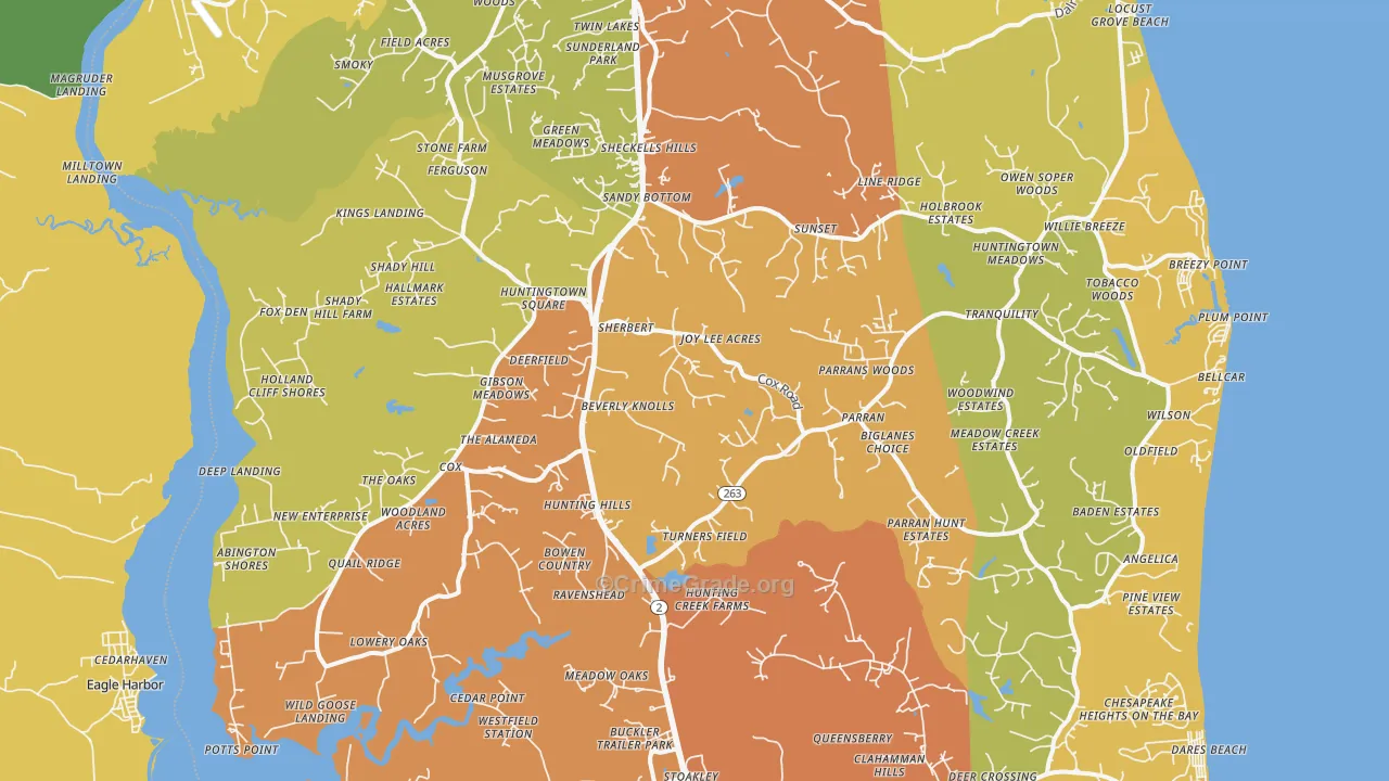 Huntingtown, MD Map of Drug-Related Crime Rates