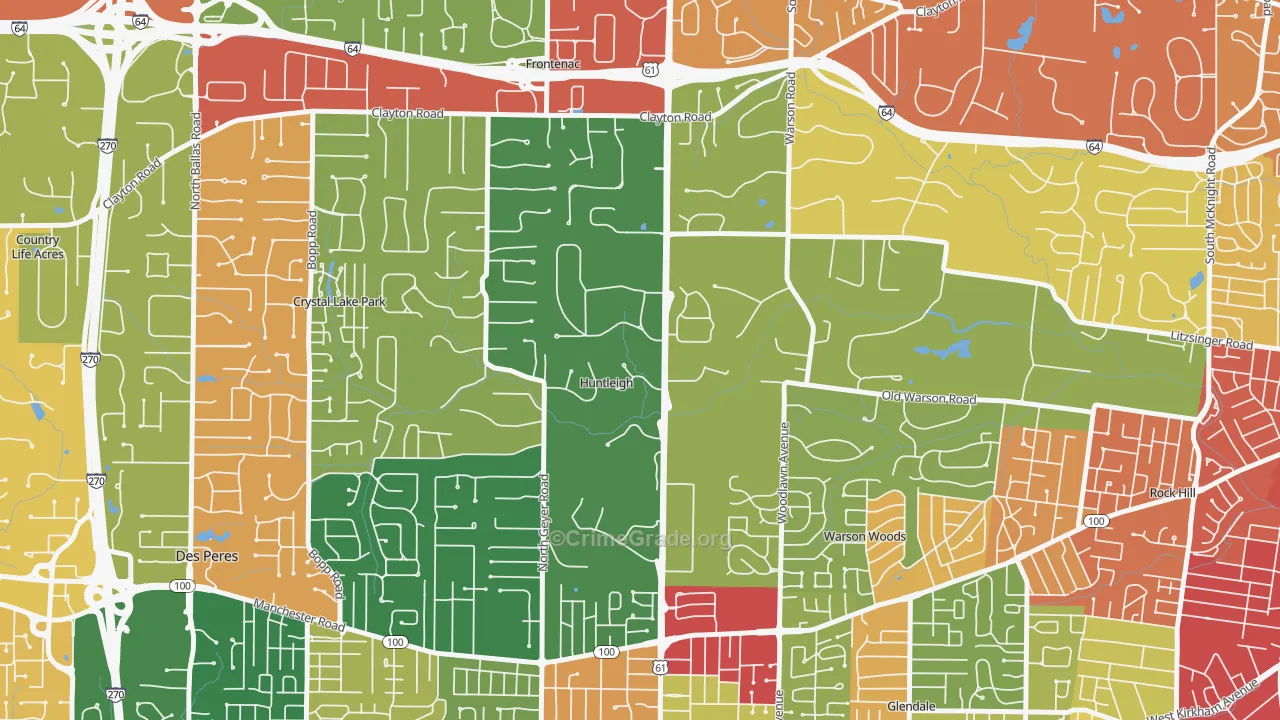 Huntleigh, MO Map of Drug-Related Crime Rates