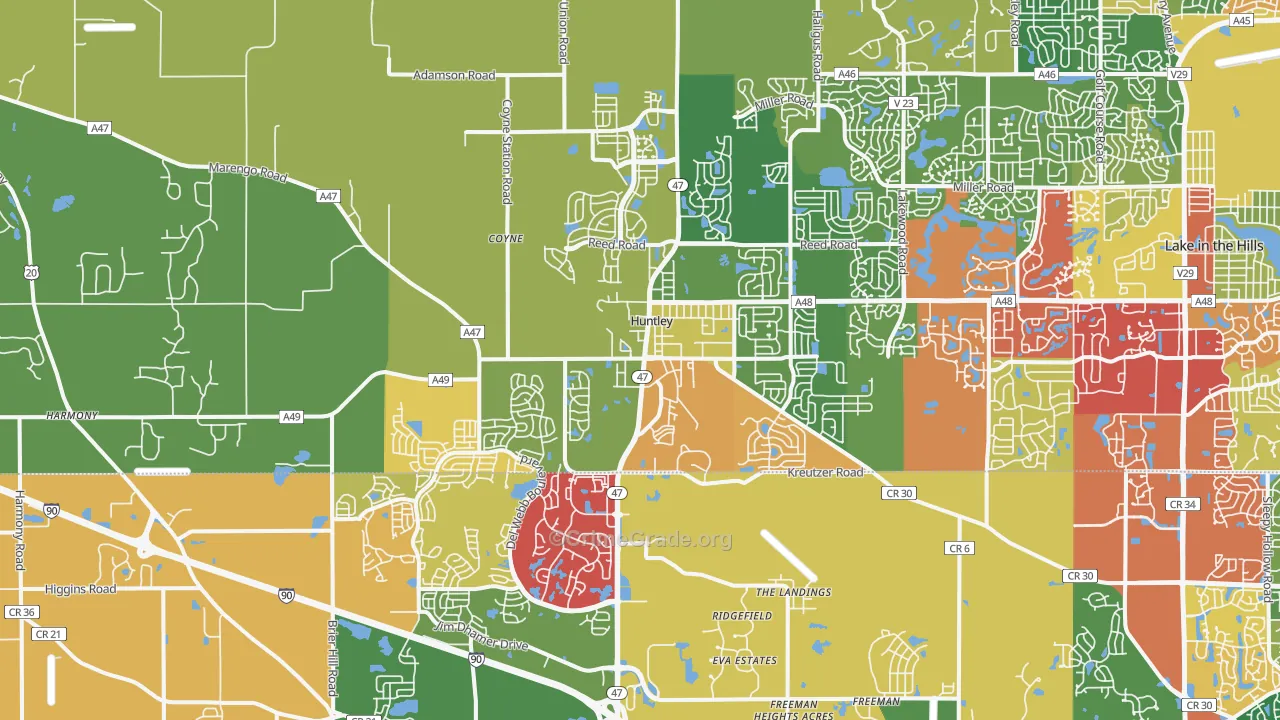 Huntley, IL Map of Drug-Related Crime Rates