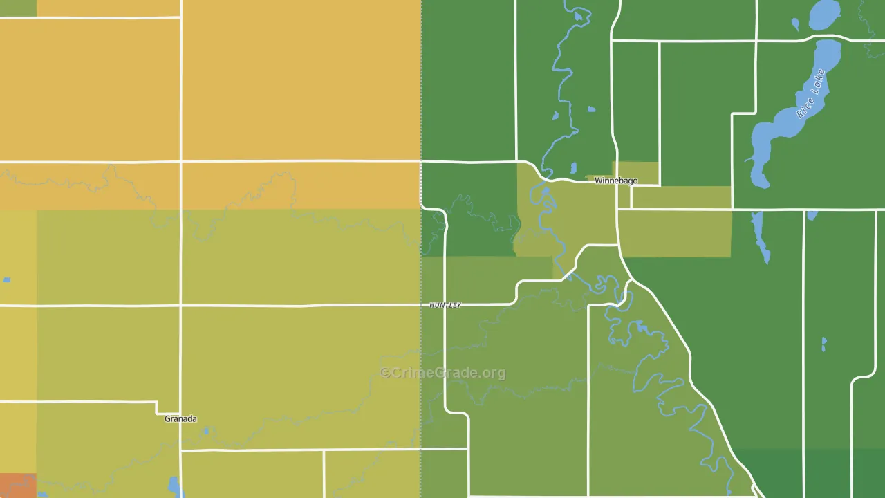 Huntley, MN Map of Drug-Related Crime Rates
