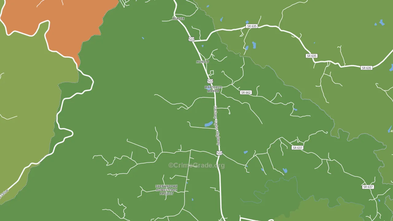 Huntly, VA Map of Drug-Related Crime Rates
