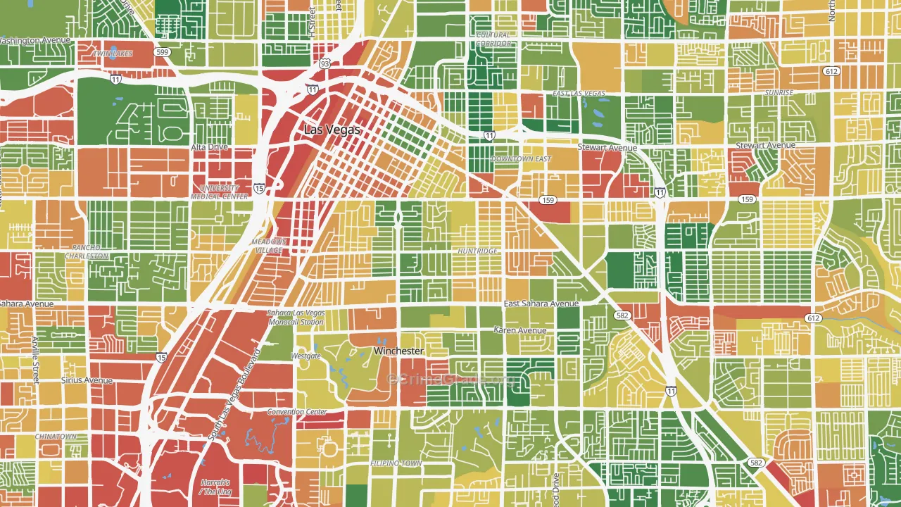 Huntridge, Las Vegas, NV Map of Drug-Related Crime Rates