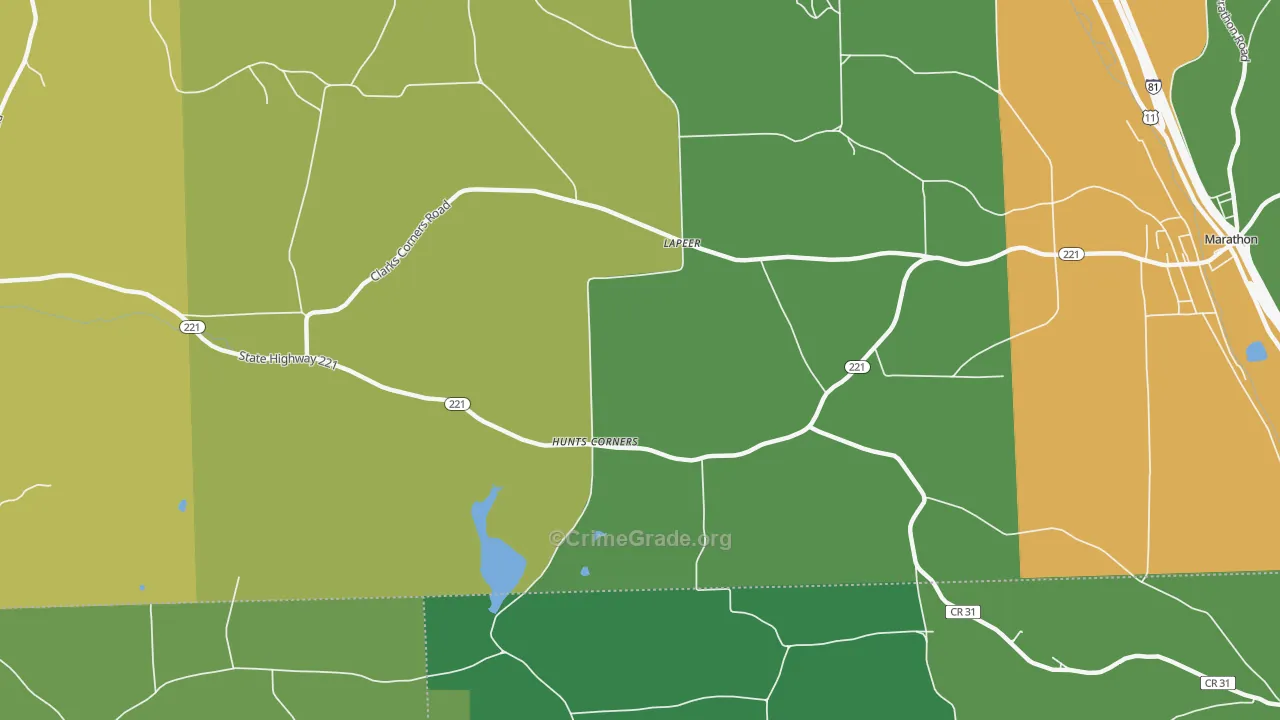Hunts Corners, NY Map of Drug-Related Crime Rates