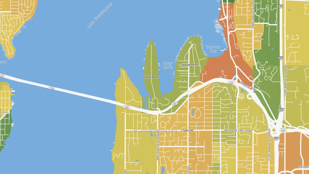 Hunts Point, WA Map of Drug-Related Crime Rates