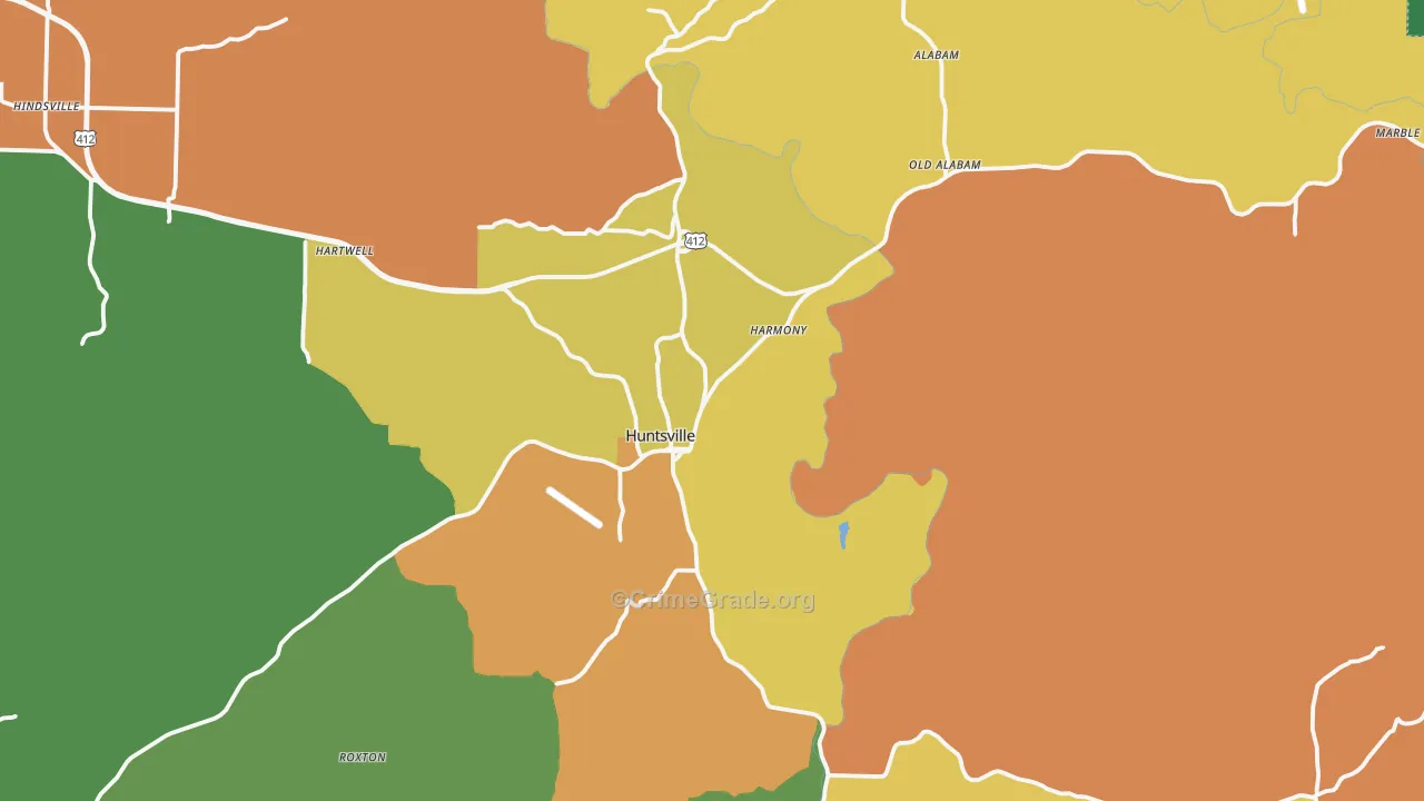 Huntsville, AR Map of Drug-Related Crime Rates