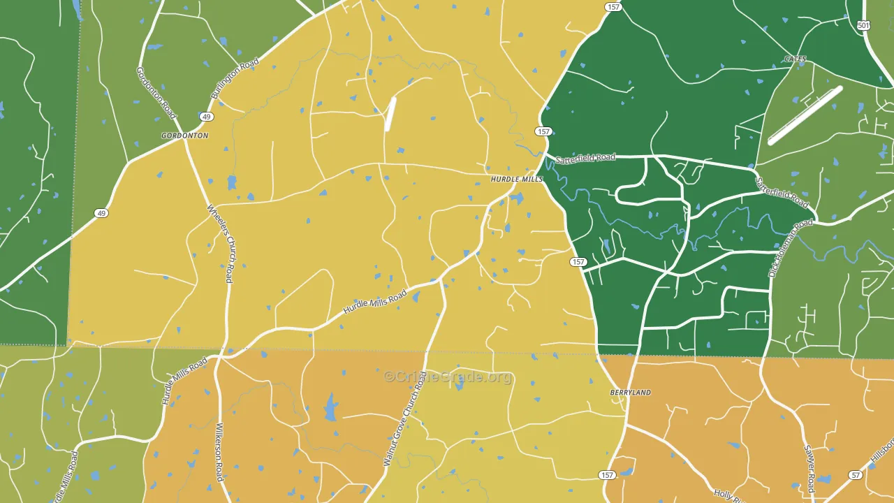 Hurdle Mills, NC Map of Drug-Related Crime Rates