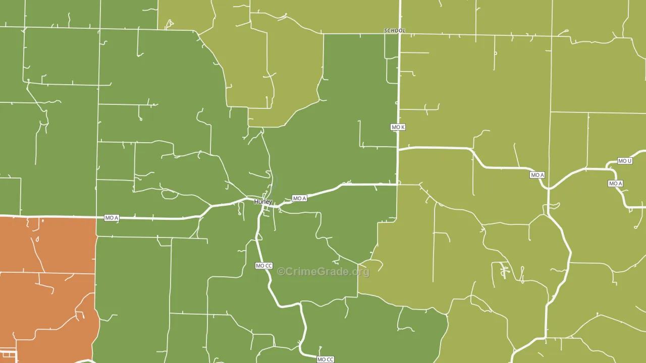 Hurley, MO Map of Drug-Related Crime Rates