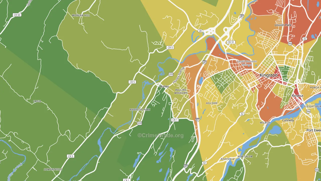 Hurley, NY Map of Drug-Related Crime Rates