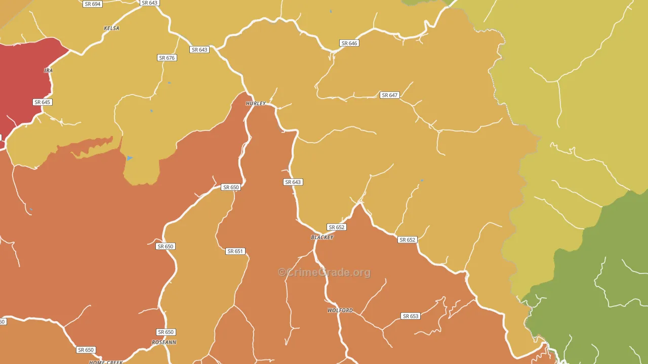 Hurley, VA Map of Drug-Related Crime Rates