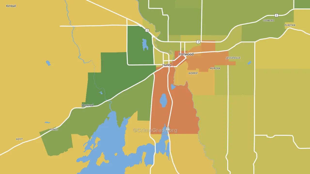 Hurley, WI Map of Drug-Related Crime Rates