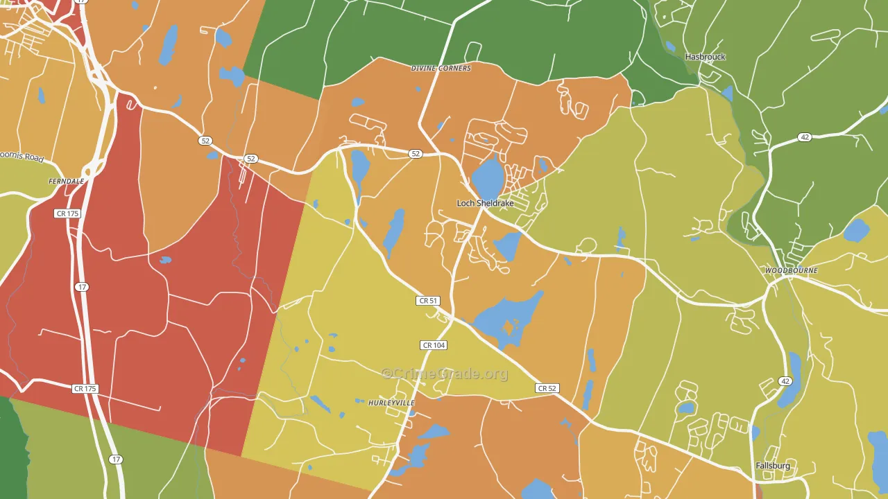 Hurleyville, NY Map of Drug-Related Crime Rates