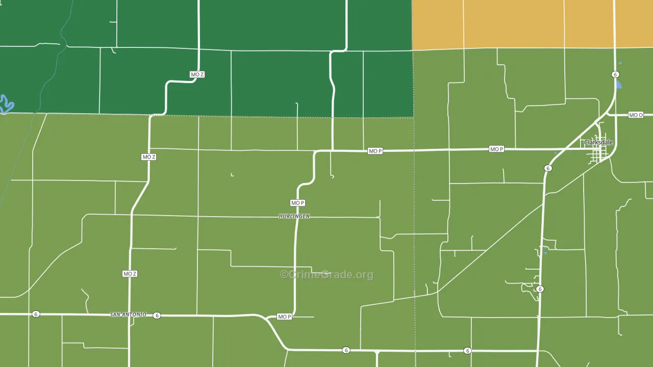 Hurlingen, MO Map of Drug-Related Crime Rates