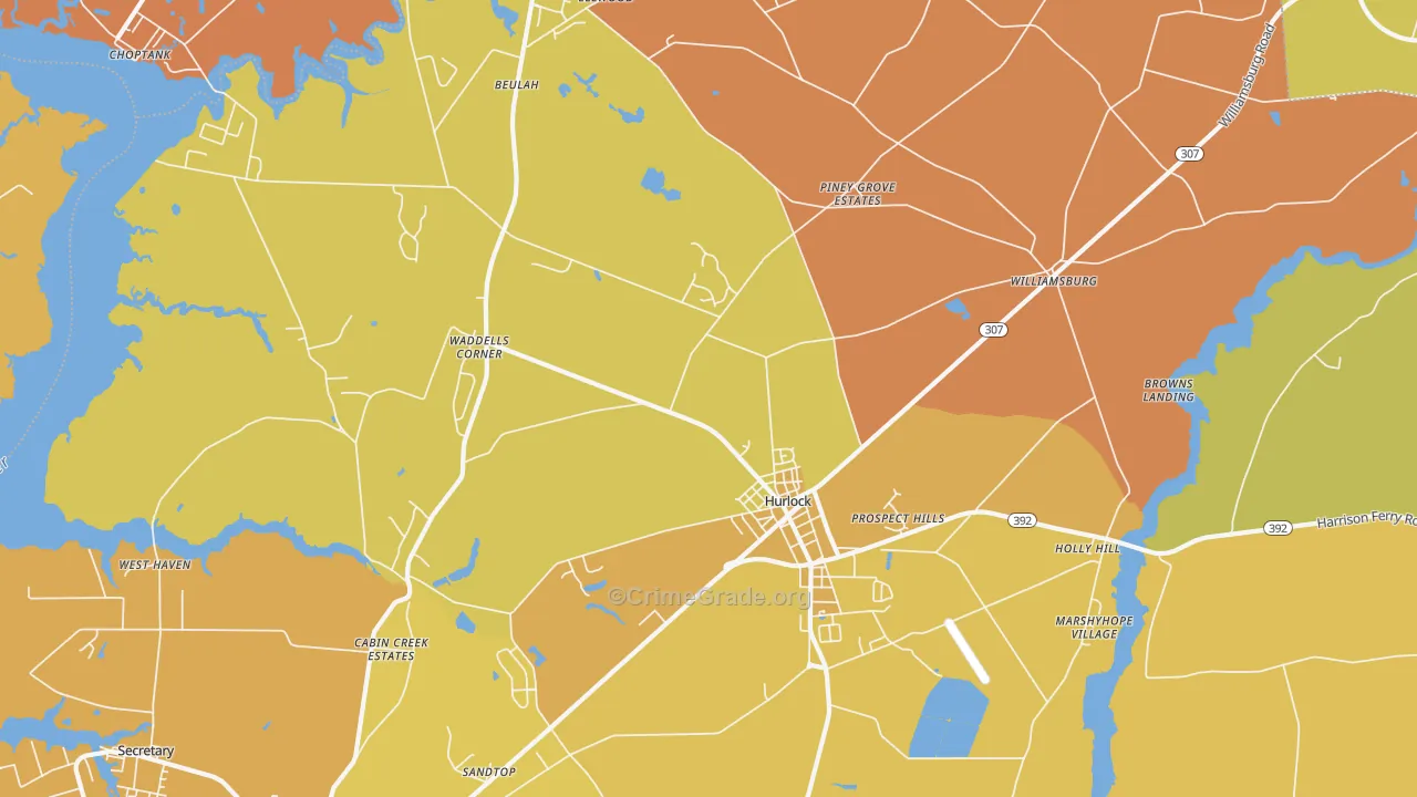 Hurlock, MD Map of Drug-Related Crime Rates