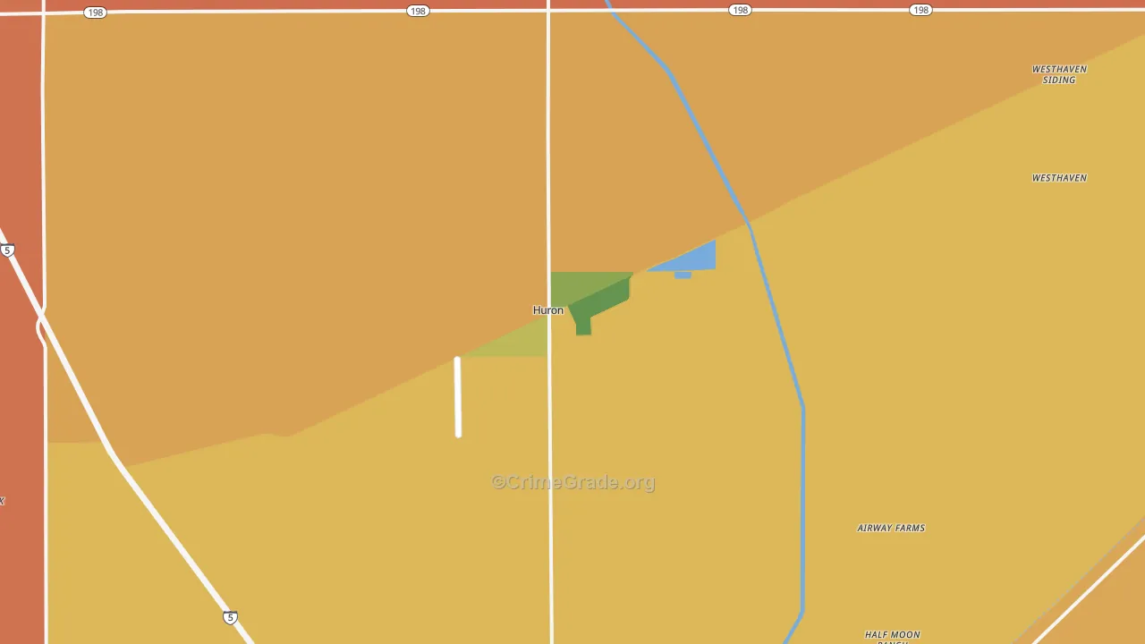 Huron, CA Map of Drug-Related Crime Rates