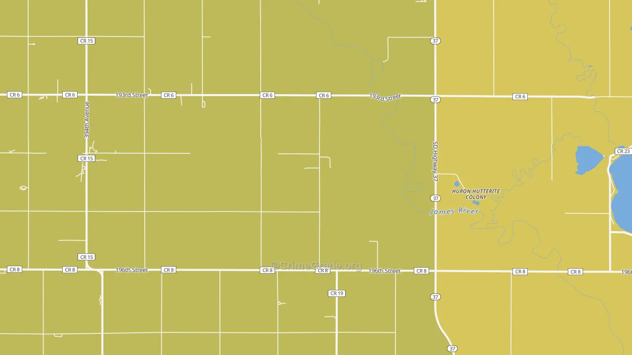 Huron Colony, SD Map of Drug-Related Crime Rates