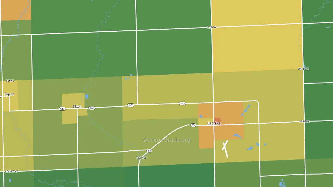 Huron County, MI Map of Drug-Related Crime Rates