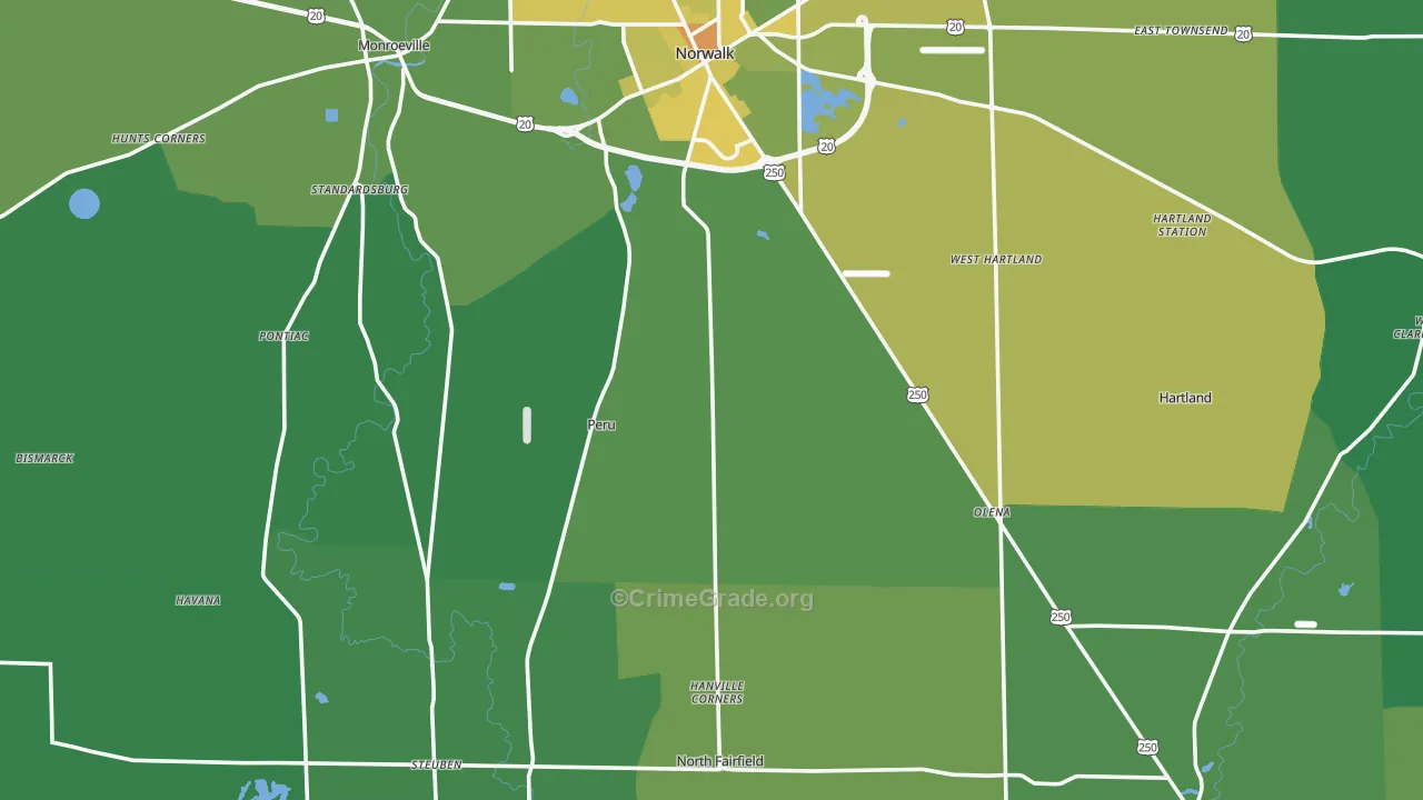 Huron County, OH Map of Drug-Related Crime Rates