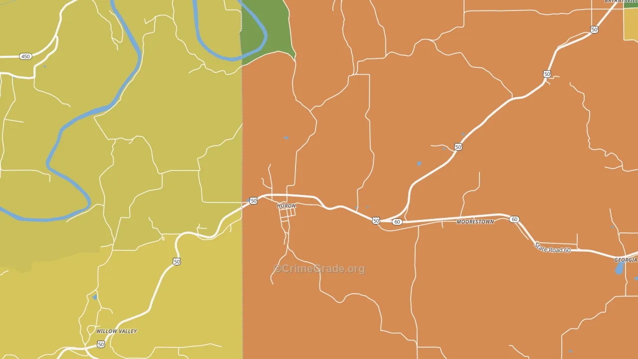 Huron, IN Map of Drug-Related Crime Rates