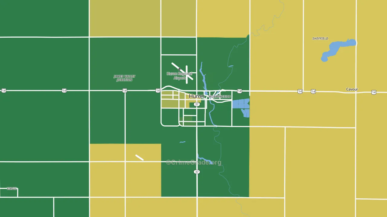 Huron, SD Map of Drug-Related Crime Rates