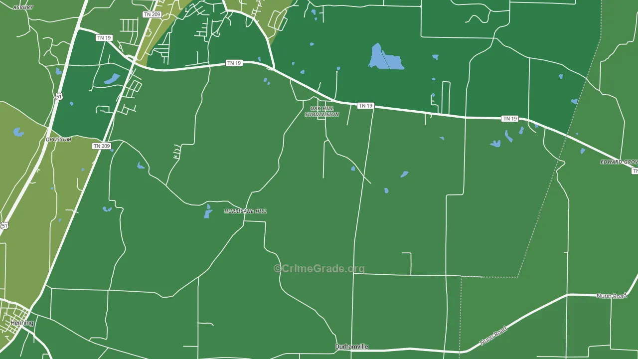 Hurricane Hill, TN Map of Drug-Related Crime Rates