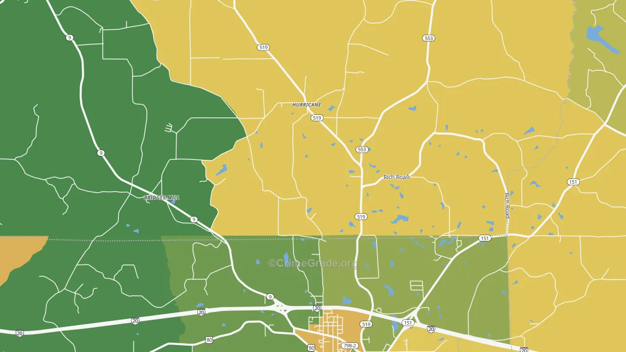 Hurricane, LA Map of Drug-Related Crime Rates