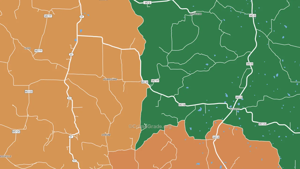 Hurricane, MO Map of Drug-Related Crime Rates