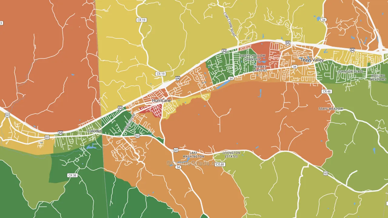 Hurricane, WV Map of Drug-Related Crime Rates