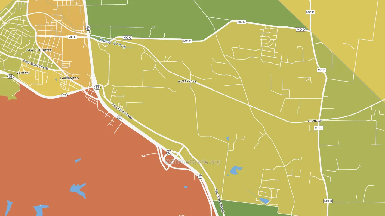 Hurryville, MO Map of Drug-Related Crime Rates