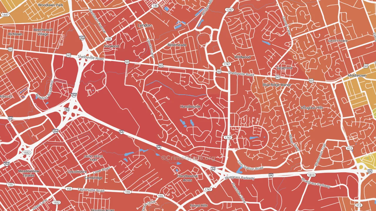 Hurstbourne, KY Map of Drug-Related Crime Rates