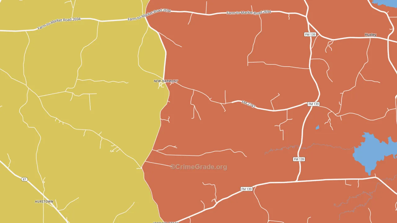 Hurstown, TX Map of Drug-Related Crime Rates