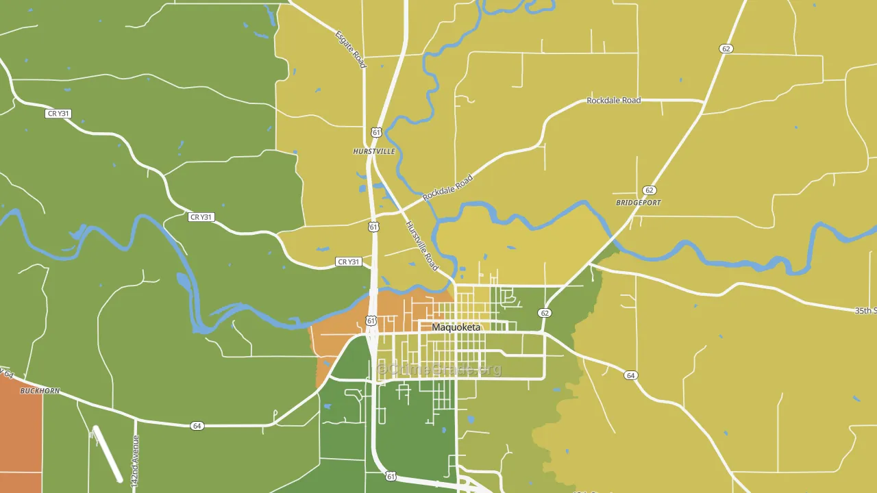 Hurstville, IA Map of Drug-Related Crime Rates