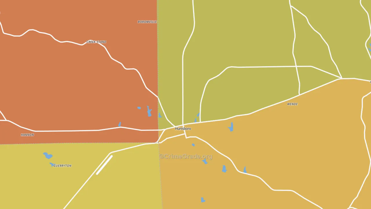 Hurtsboro, AL Map of Drug-Related Crime Rates