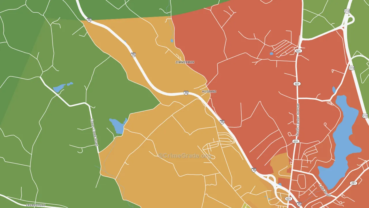 Husband, PA Map of Drug-Related Crime Rates