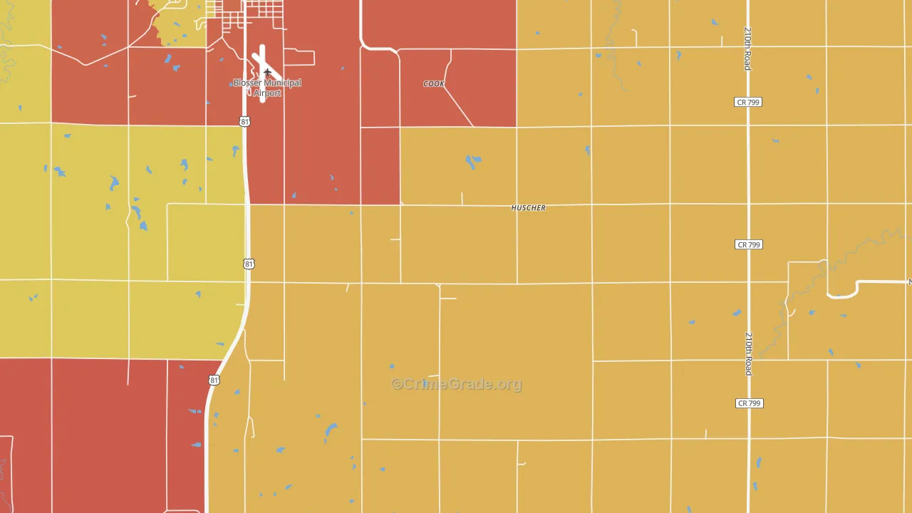 Huscher, KS Map of Drug-Related Crime Rates